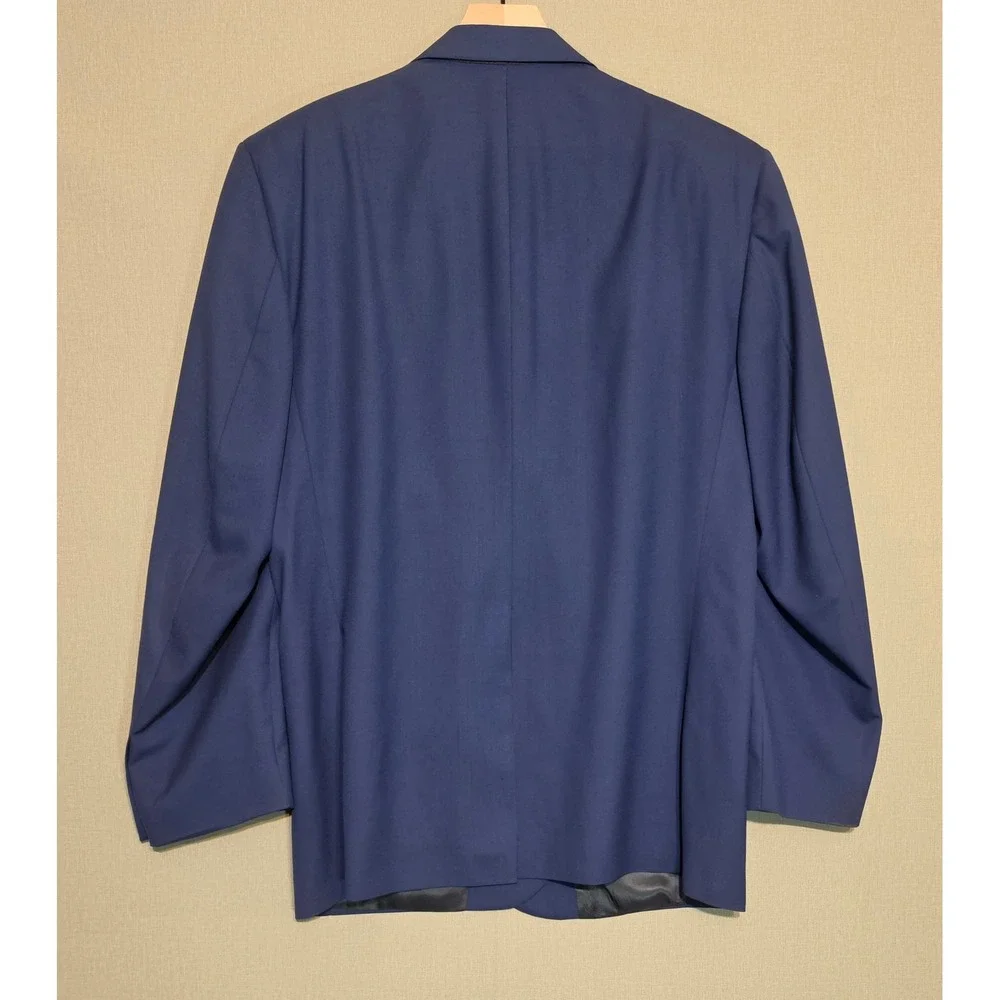 Burberrys Mens Super 100s Loomed Wool Blazer Navy Blue Gold Button Suit Jacket